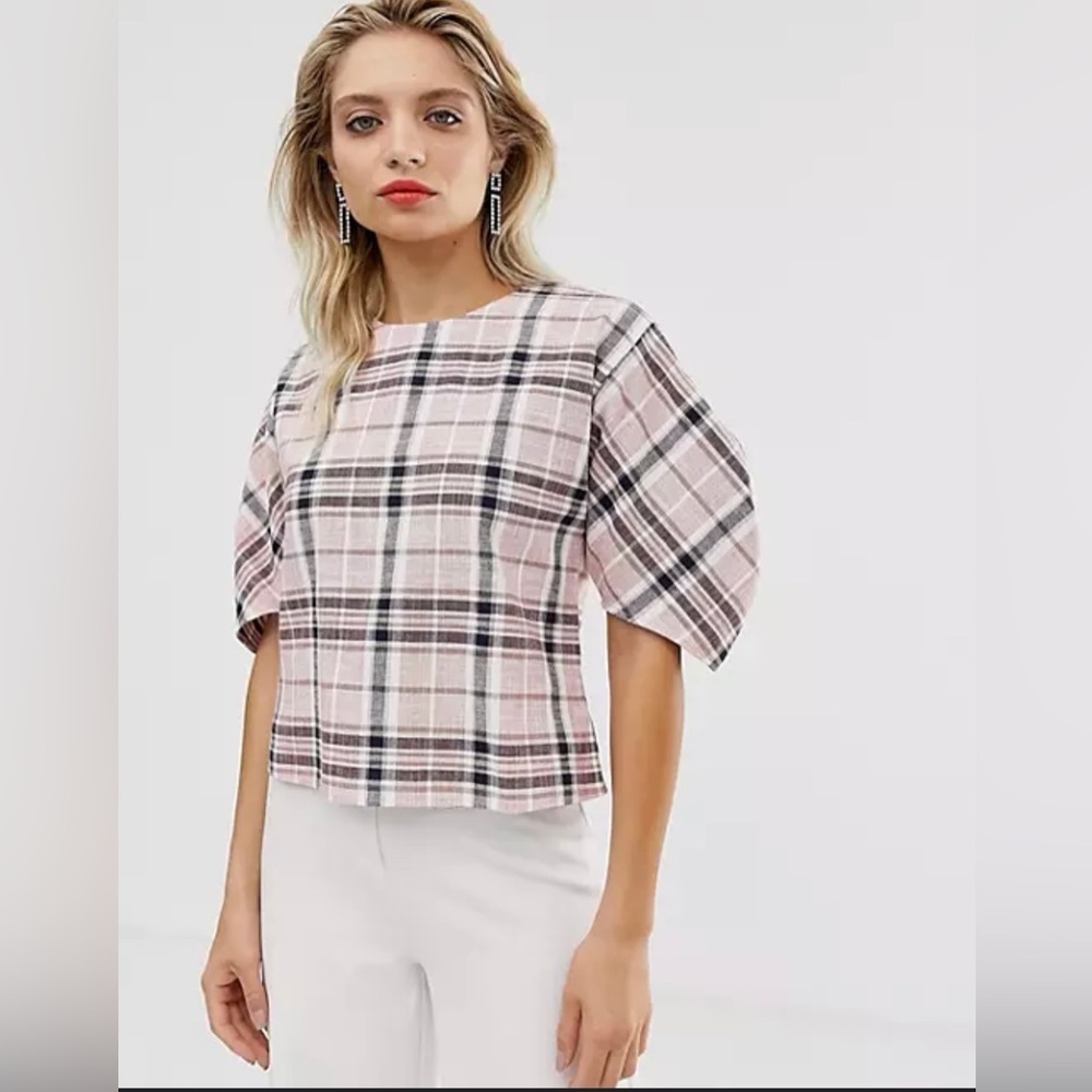 ASOS Check Puff Sleeve Top | US Size 10